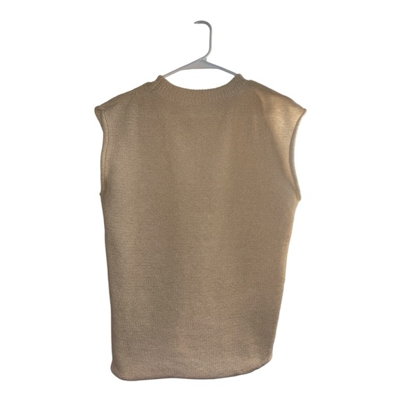 Tan Cropped Sweater Vest | Neutral Knit Top | Minimalist Style | Size 4 - Picture 5 of 7